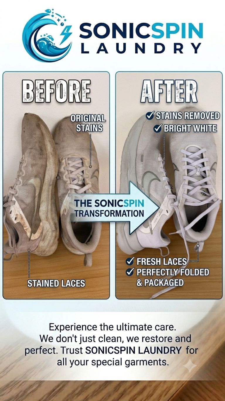 White sneakers before and after cleaning with fresh laces